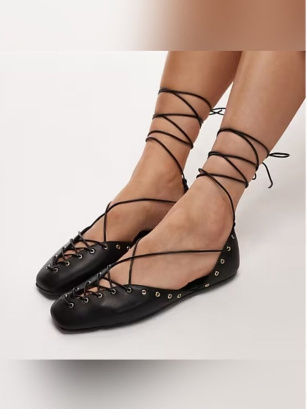 Free People Jeffrey Campbell ballet flat corset lace-up black shoes size 8